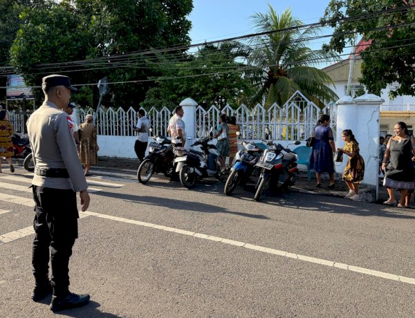 POLRES ALOR INTENSIFKAN OPERASI SEMANA SANTA TURANGGA 2026, AMANKAN IBADAH MINGGU DI KALABAHI