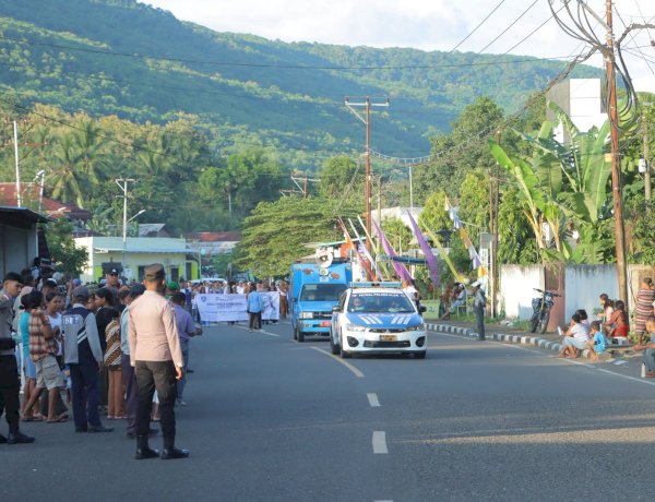 POLRES ALOR BERSINERGI AMANKAN PAWAI PASKAH NASIONAL DAN DIES NATALIS GAMKI KE-64