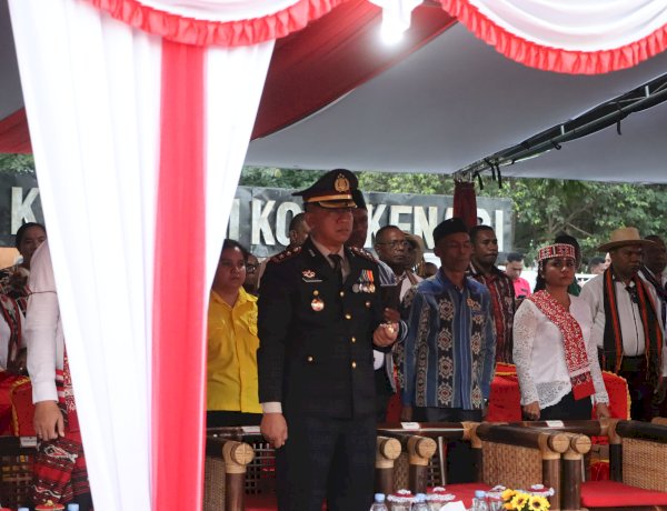 Kapolres Alor Hadiri Upacara Penurunan Bendera HUT ke-81 Kemerdekaan RI di Kabupaten Alor