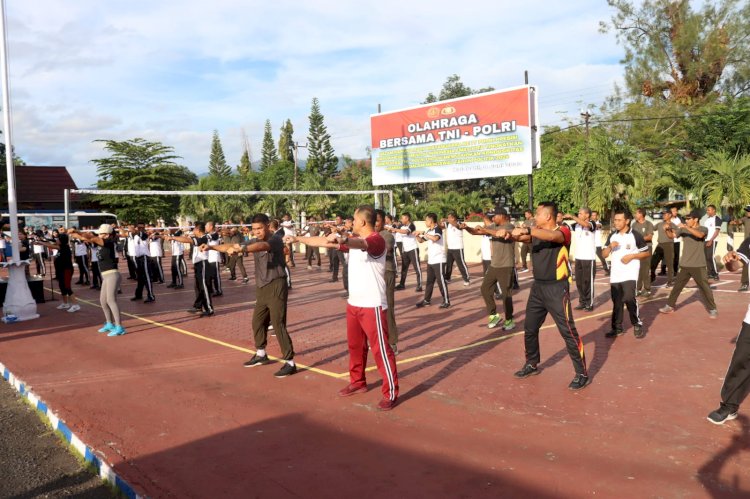 Polres Alor Gelar Olahraga Bersama TNI POLRI, Dalam Rangka Menyambut Hari Bhayangkara Ke 77