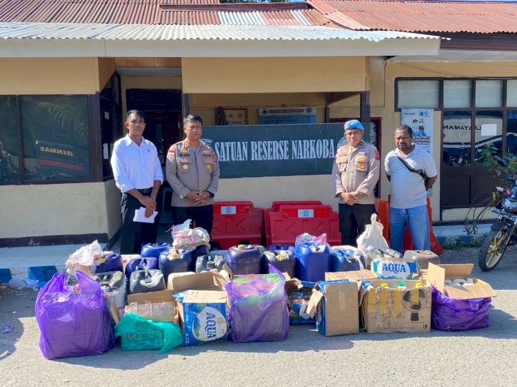Polres Alor Amankan 947 Liter Miras Jenis Sopi Kiser dalam Operasi KRYD Penertiban Minuman Keras
