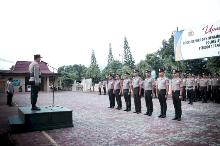 UPACARA KORPS RAPORT KENAIKAN PANGKAT PERWIRA, BINTARA DAN TAMTAMA TMT 1 JANUARI 2026 DI POLRES ALOR