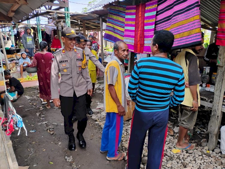 Polsek Pantar Gelar Patroli Dialogis di Pasar Kabir, Perkuat Kamtibmas