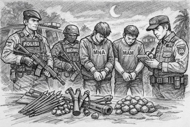 DIGAGALKAN SEBELUM TERJADI, POLRES ALOR AMANKAN PELAKU DAN SAJAM DIDUGA UNTUK TAWURAN