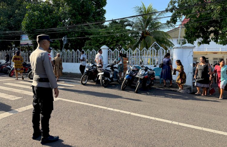 POLRES ALOR INTENSIFKAN OPERASI SEMANA SANTA TURANGGA 2026, AMANKAN IBADAH MINGGU DI KALABAHI