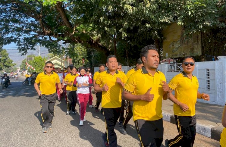 Satlantas Polres Alor Gelar Olahraga Bersama Semarakkan Hari Lalu Lintas Bhayangkara Ke-71