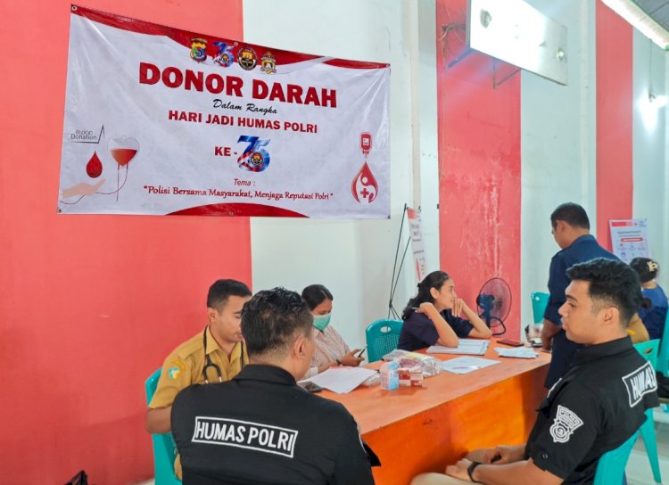 Peringati Hari Jadi Humas Polri ke-75, Humas Polres Alor Gelar Kegiatan Donor Darah
