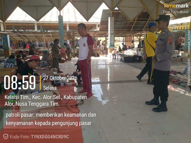 Polsek Alor Selatan Gelar Patroli dan Pengamanan Pasar Apui, Pastikan Aktivitas Jual Beli Aman dan Kondusif